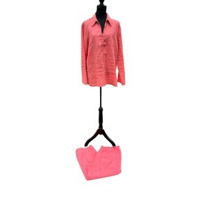 Women St.John's Bay Pink Long Sleeve Pantsuit Sze L Drawstring 👖 w side pocket